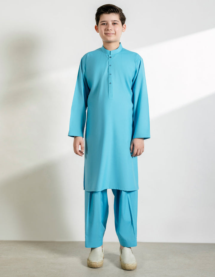 Blended Light Blue Shalwar Kameez - J. Junaid Jamshed