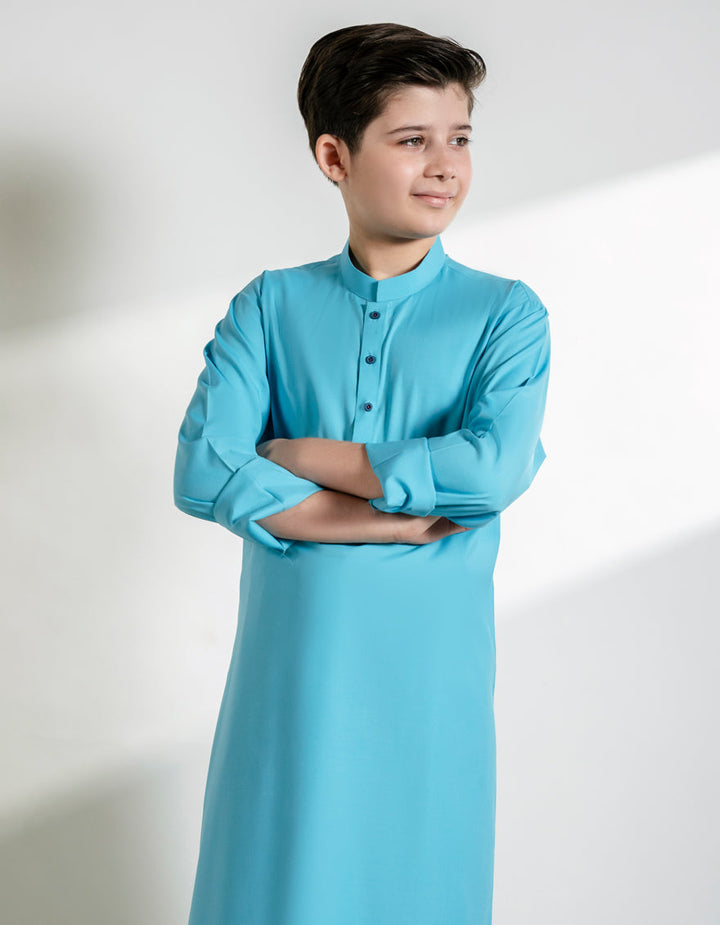 Blended Light Blue Shalwar Kameez - J. Junaid Jamshed