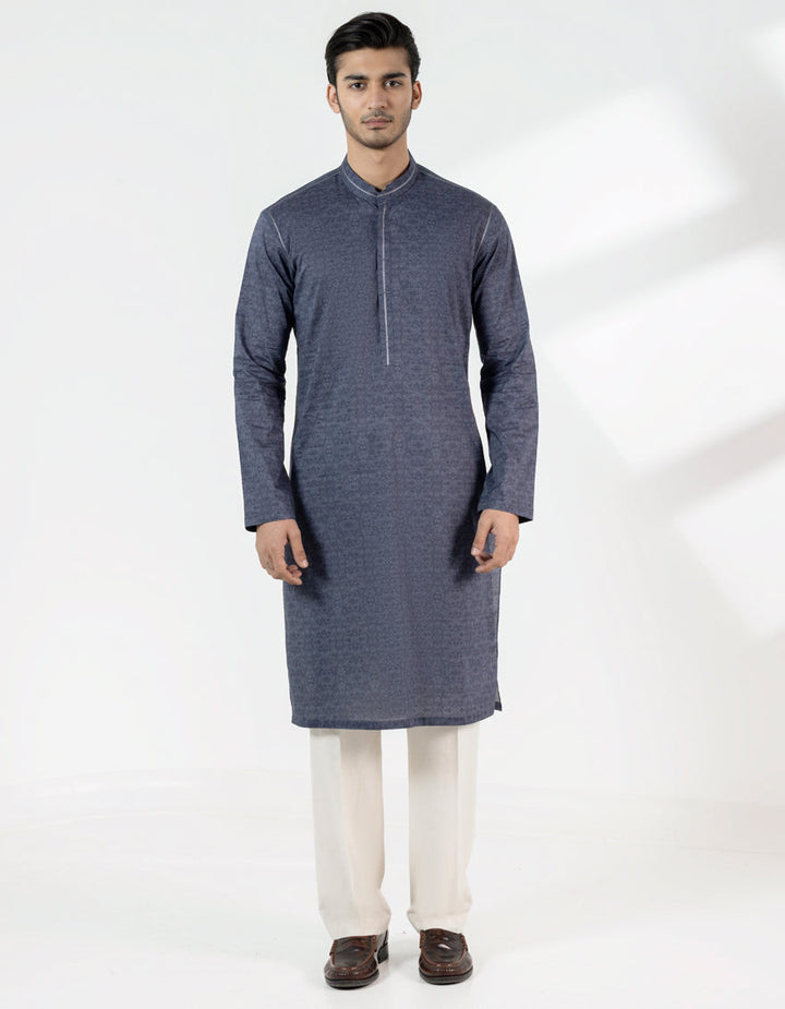 Cotton Dark Grey Kurta - J. Junaid Jamshed