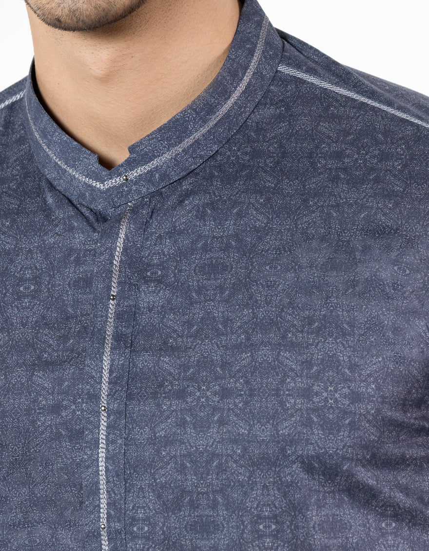 Cotton Dark Grey Kurta - J. Junaid Jamshed