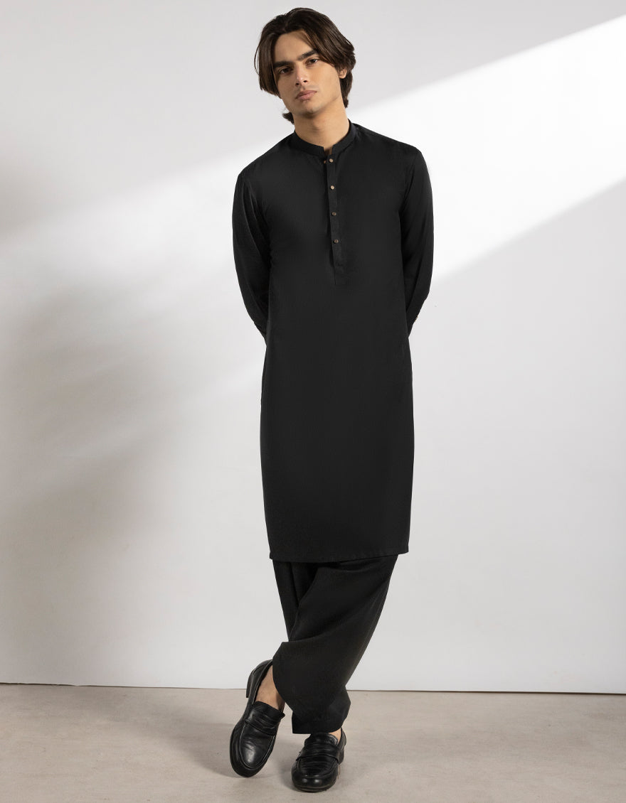Blended Black Shalwar Kameez - J. Junaid Jamshed
