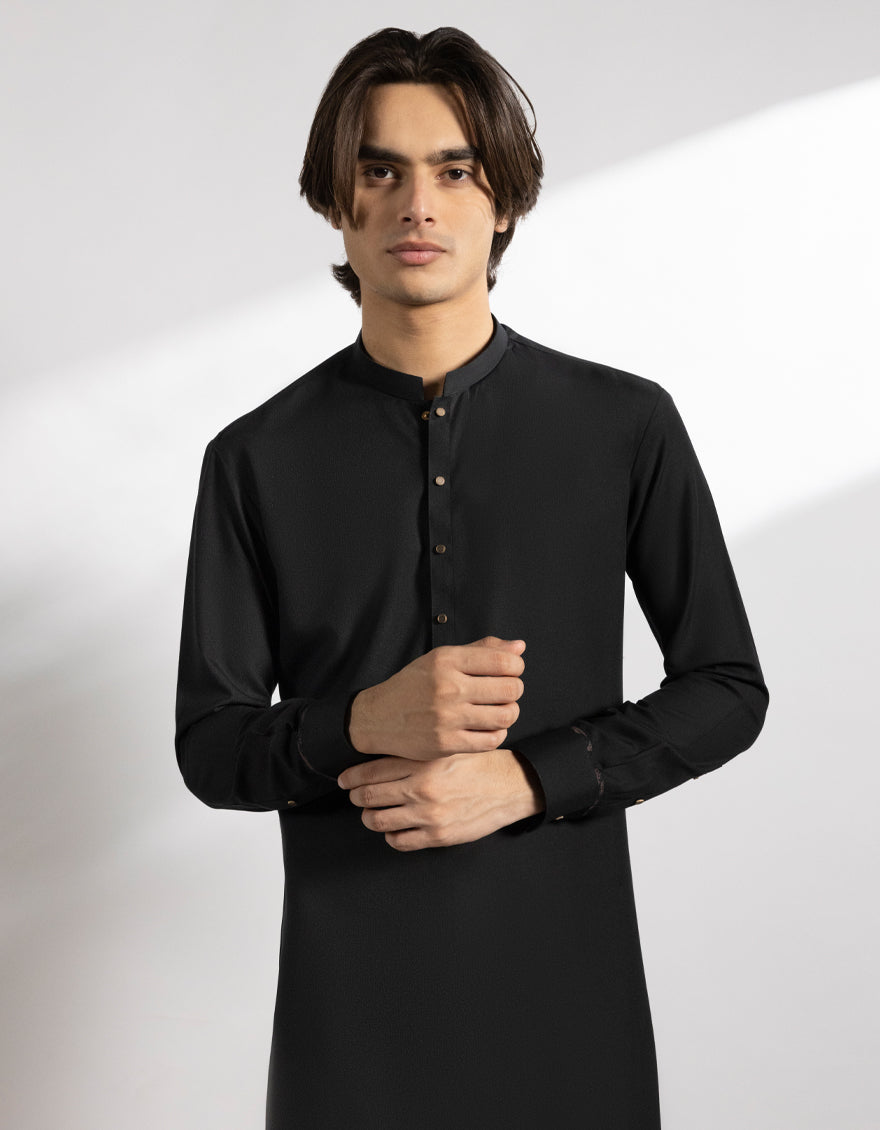 Blended Black Shalwar Kameez - J. Junaid Jamshed