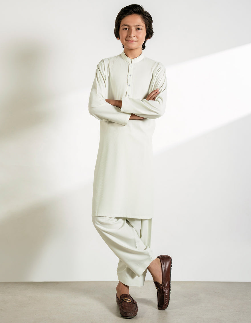 Blended Apple White Shalwar Kameez - J. Junaid Jamshed