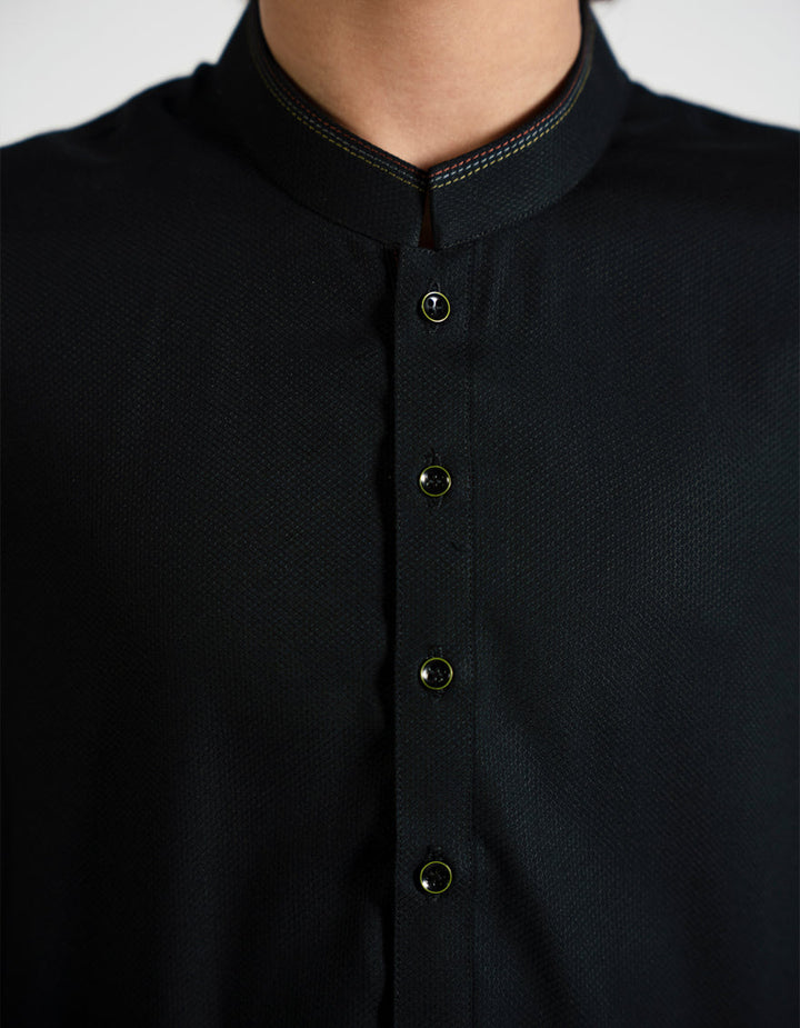 Blended Black Shalwar Kameez - J. Junaid Jamshed