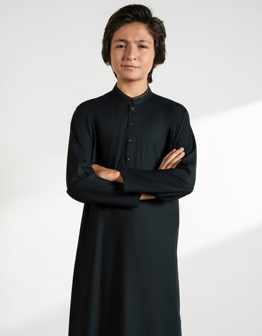 Blended Black Shalwar Kameez - J. Junaid Jamshed