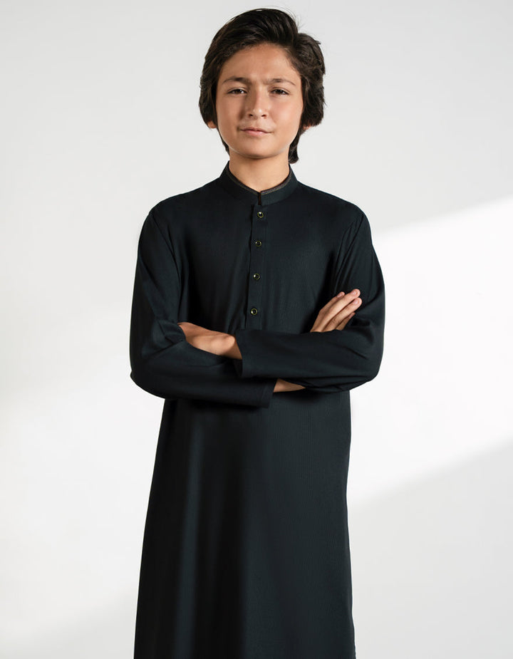 Blended Black Shalwar Kameez - J. Junaid Jamshed