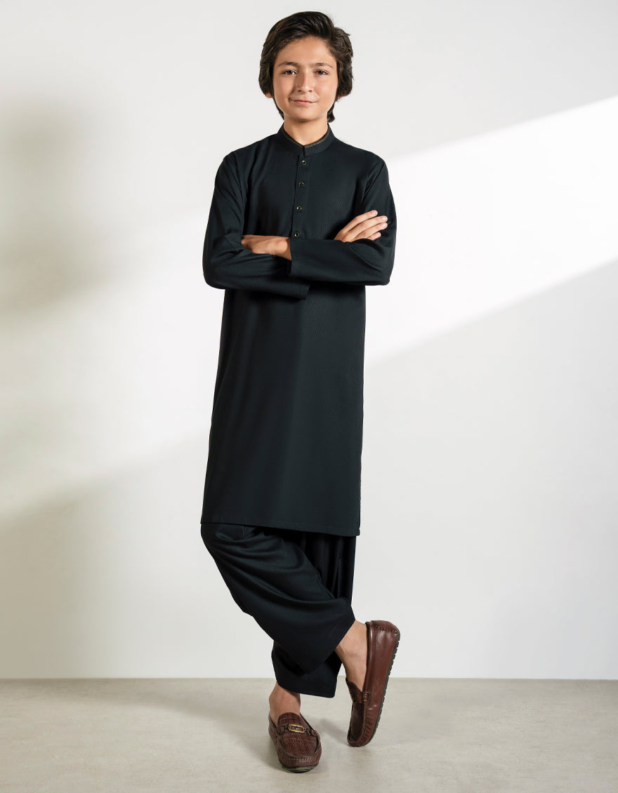 Blended Black Shalwar Kameez - J. Junaid Jamshed