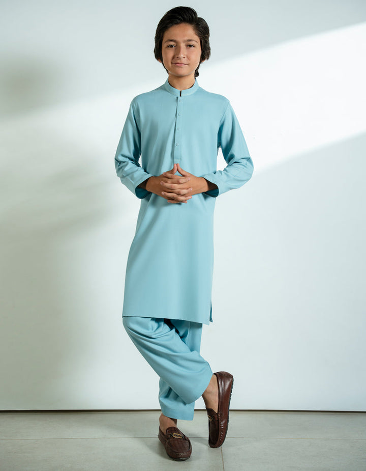 Blended Sky Blue Shalwar Kameez - J. Junaid Jamshed
