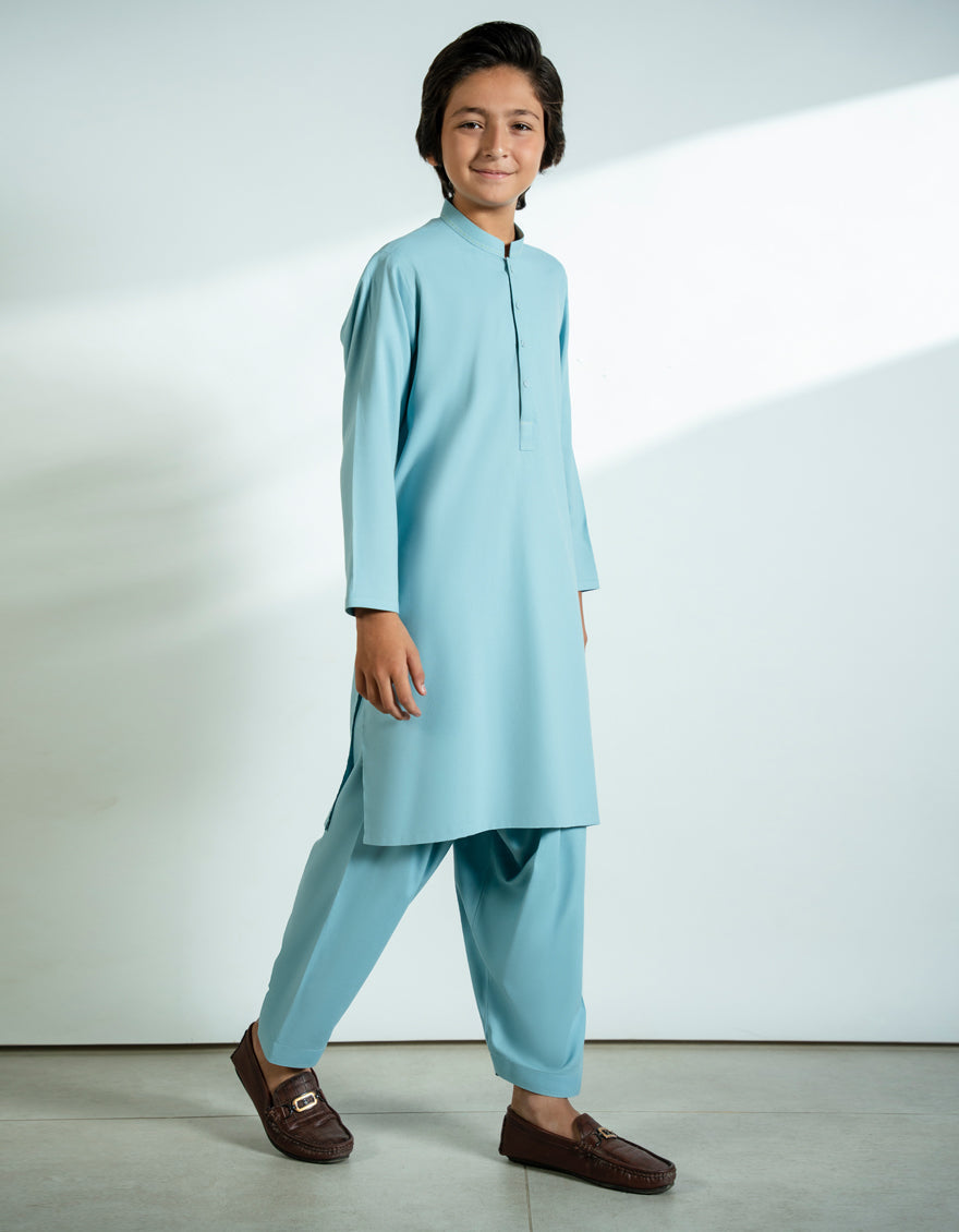Blended Sky Blue Shalwar Kameez - J. Junaid Jamshed