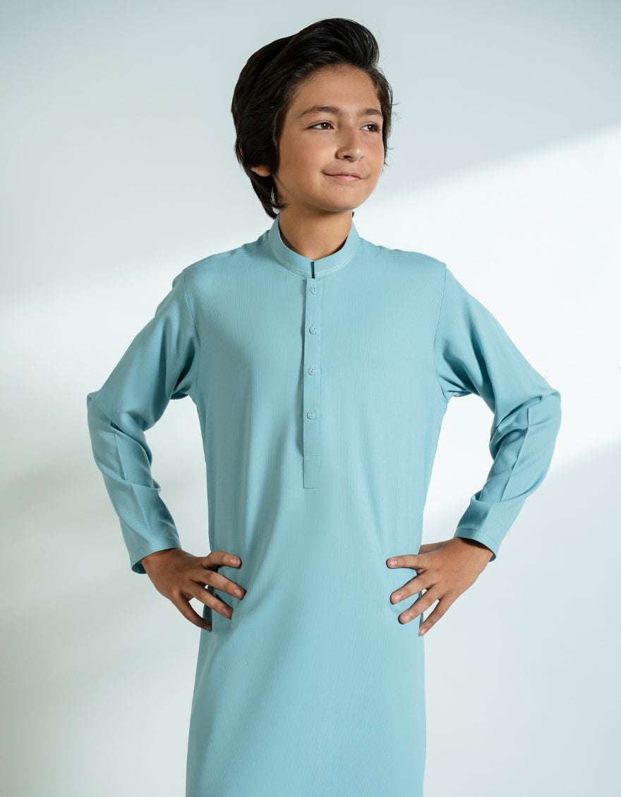 Blended Sky Blue Shalwar Kameez - J. Junaid Jamshed