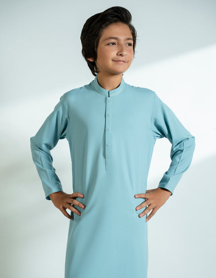 Blended Sky Blue Shalwar Kameez - J. Junaid Jamshed