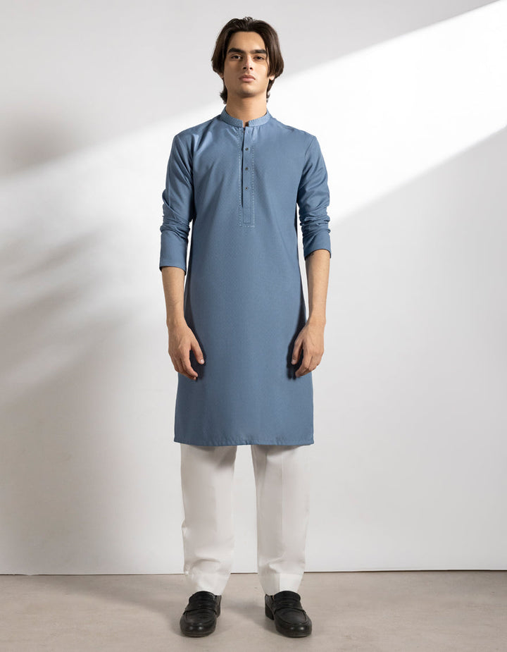 Blended Sky Blue Kurta - J. Junaid Jamshed