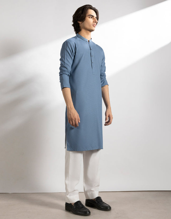 Blended Sky Blue Kurta - J. Junaid Jamshed
