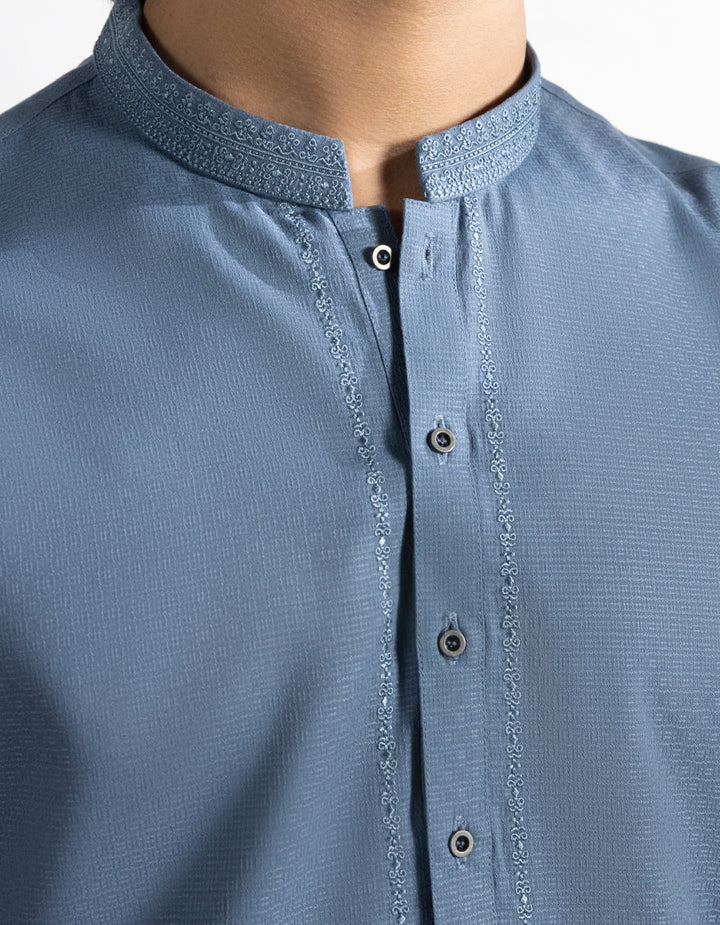 Blended Sky Blue Kurta - J. Junaid Jamshed