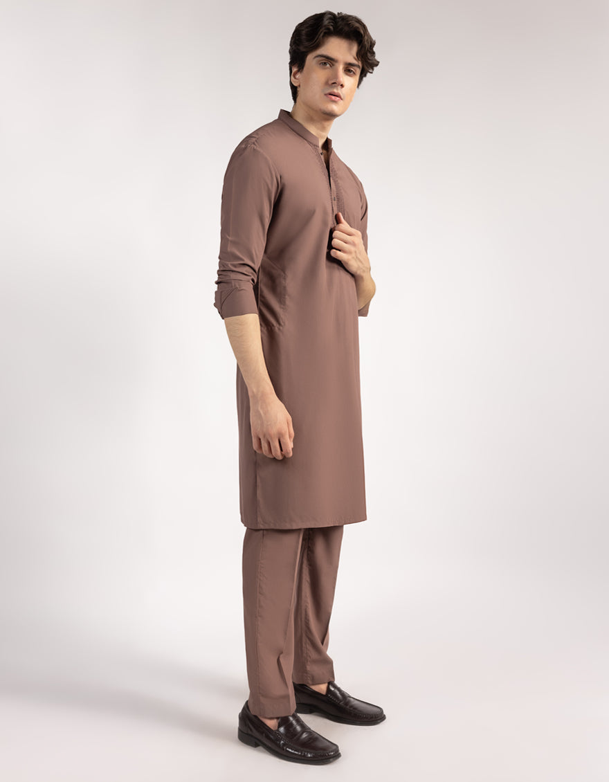 Blended Brown Kurta Trouser- J. Junaid Jamshed
