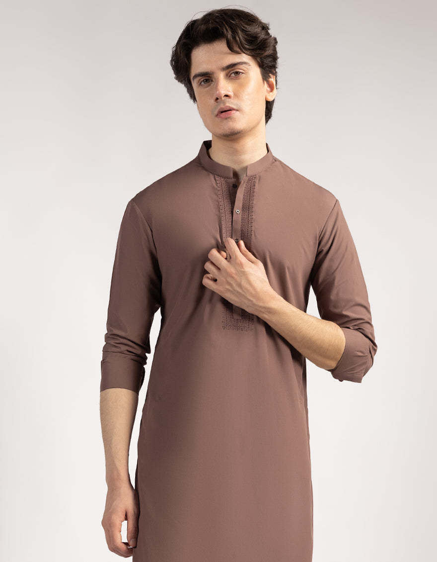 Blended Brown Kurta Trouser- J. Junaid Jamshed