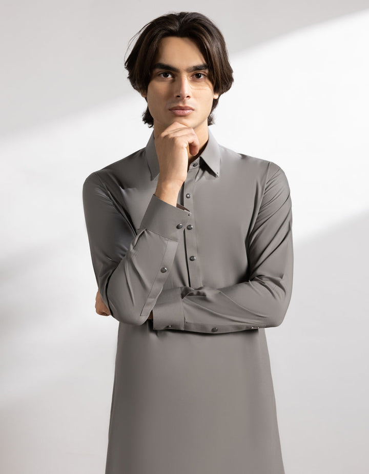 Blended Grey Shalwar Kameez- J. Junaid Jamshed