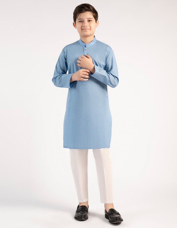 Cotton Sky Blue Kurta - J. Junaid Jamshed
