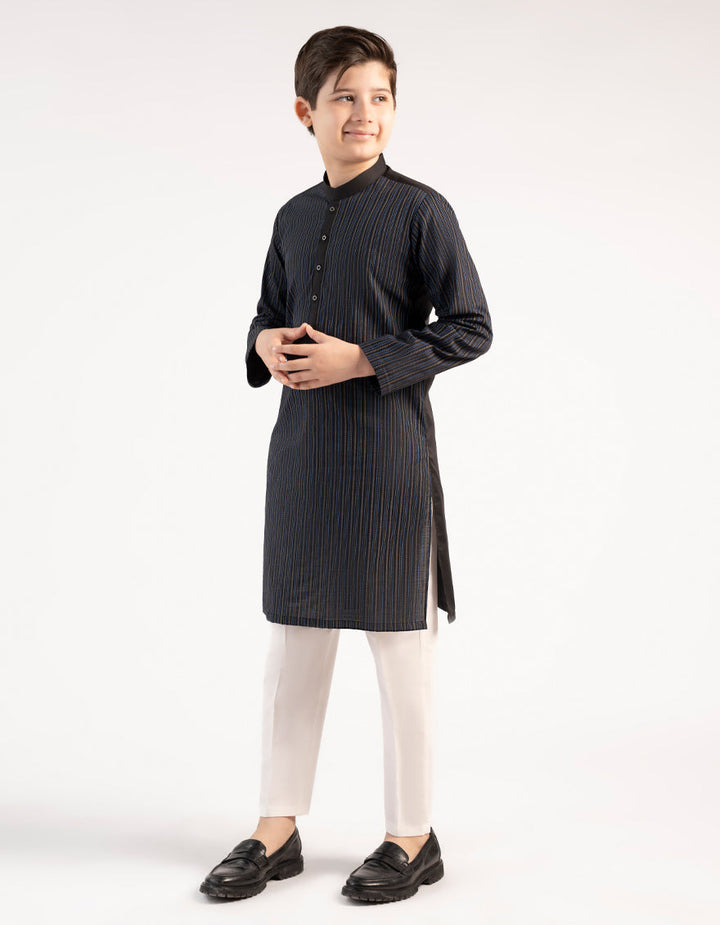 Cotton Black Kurta - J. Junaid Jamshed