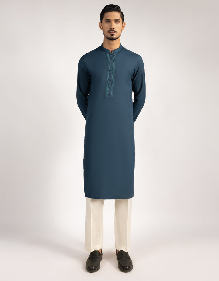 Blended Teal Kurta - J. Junaid Jamshed