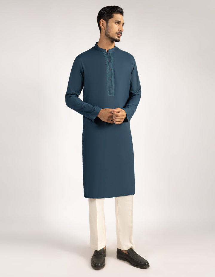 Blended Teal Kurta - J. Junaid Jamshed