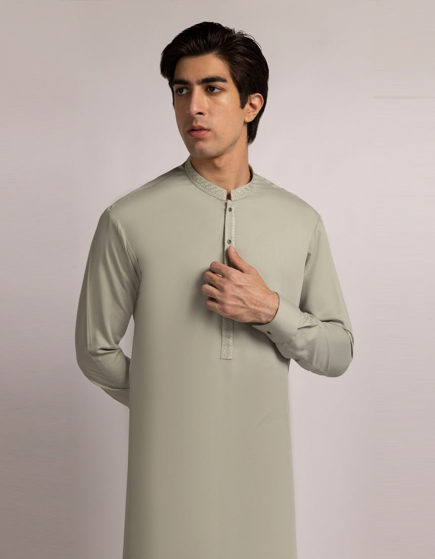 Blended Pistachio Kurta Trouser- J. Junaid Jamshed