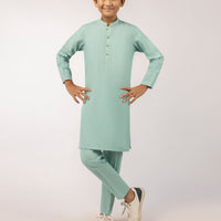 Polyester Sea Green Kurta Trouser- J. Junaid Jamshed