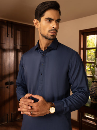 Blended Blue Kameez Shalwar - Almirah