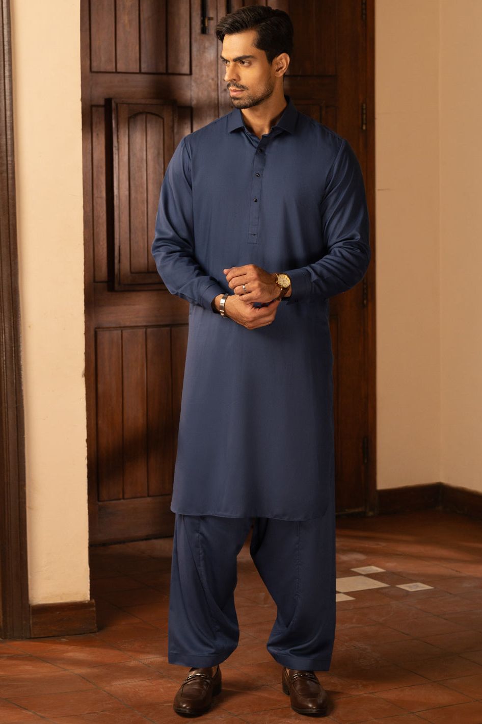 Blended Blue Kameez Shalwar - Almirah