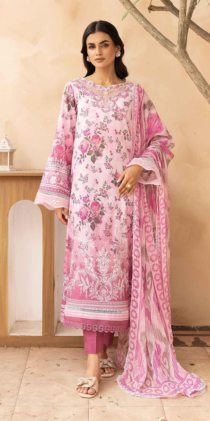 Lawn Pink Stitched Suit - Kesariya Vol III by Nureh