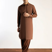 Blended Brown Shalwar Kameez - J. Junaid Jamshed