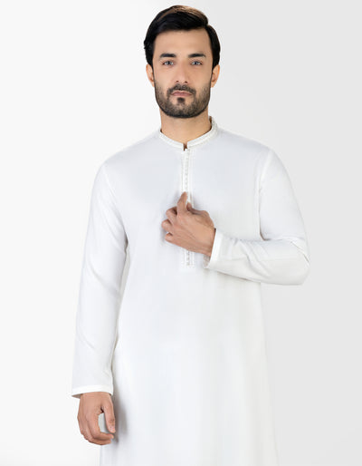 Cotton Off White Kameez Shalwar - J. Junaid Jamshed