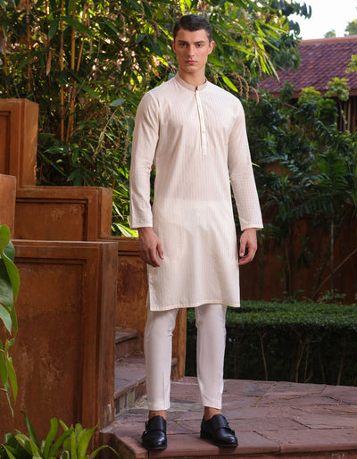 Cotton Cream Kurta - J. Junaid Jamshed