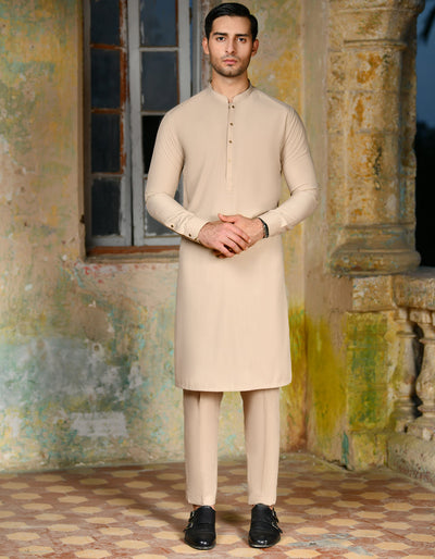 Blended Brown Kurta Trouser - J. Junaid Jamshed