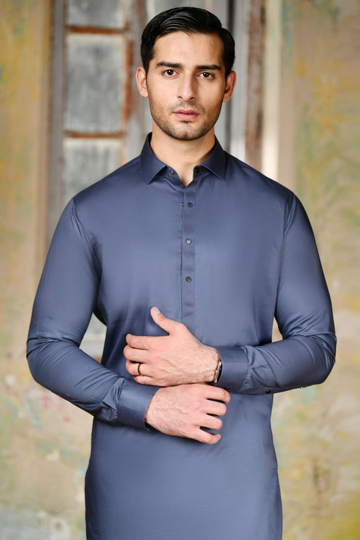 Cotton Blue Shalwar Kameez - J. Junaid Jamshed