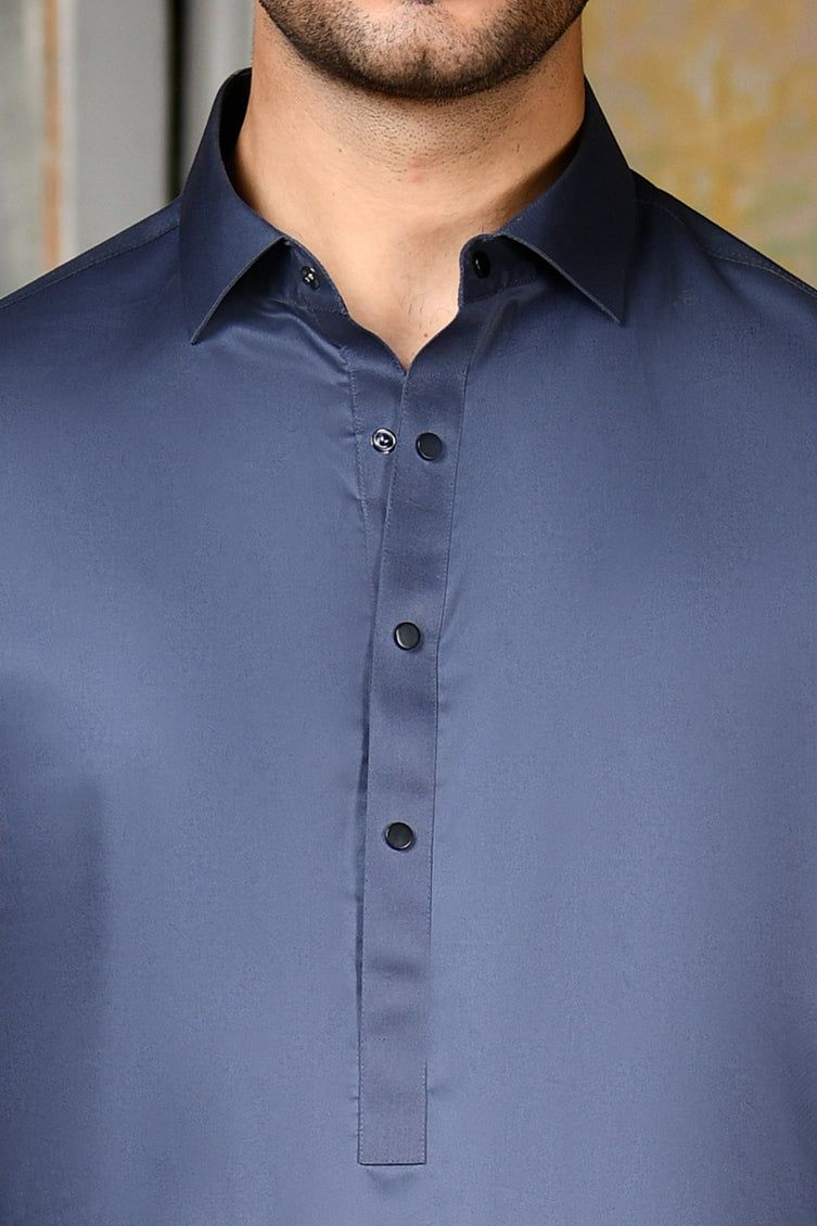Cotton Blue Shalwar Kameez - J. Junaid Jamshed