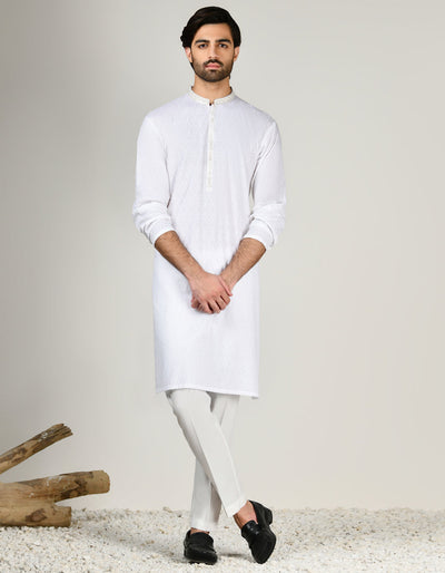 Cotton White Kurta - J. Junaid Jamshed