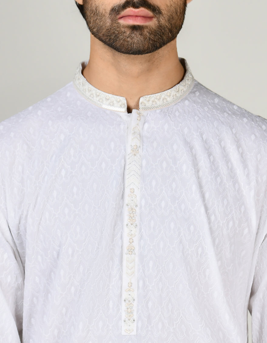 Cotton White Kurta - J. Junaid Jamshed