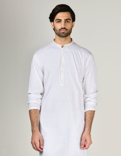 Cotton White Kurta - J. Junaid Jamshed