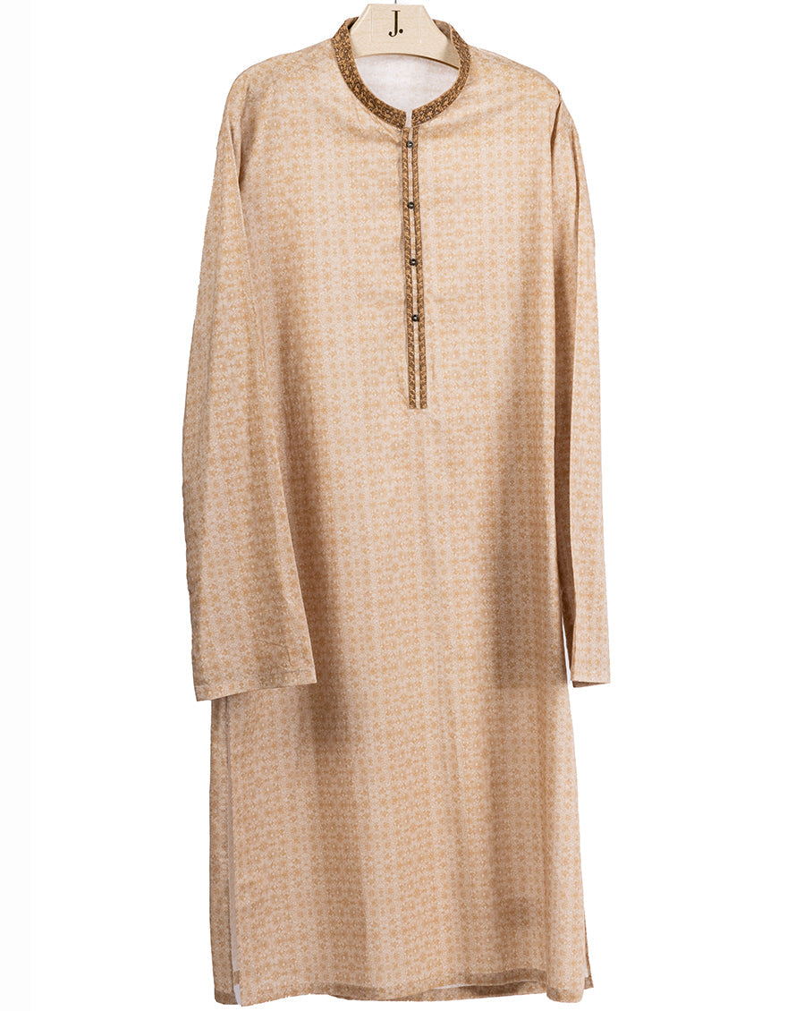 Cotton Light Brown Kurta - J. Junaid Jamshed