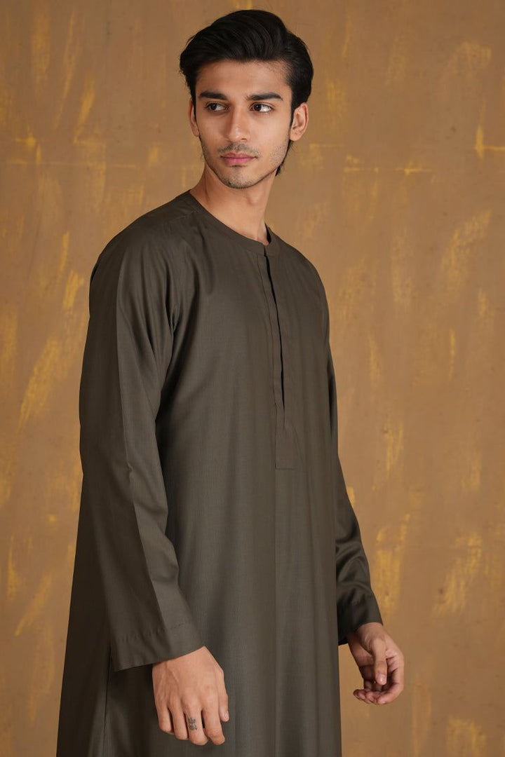 Blended Olive Jubba - J. Junaid Jamshed