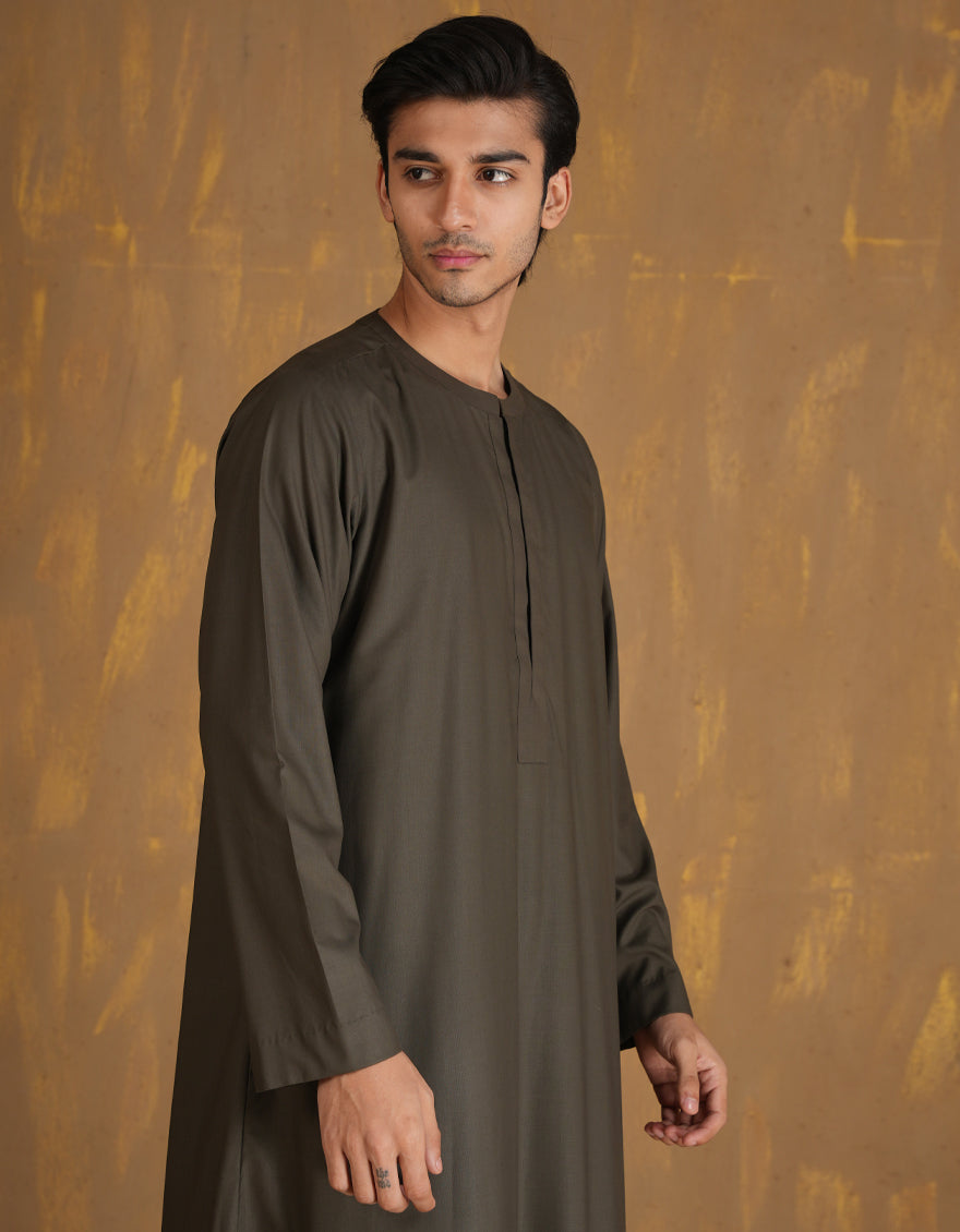 Blended Olive Jubba - J. Junaid Jamshed