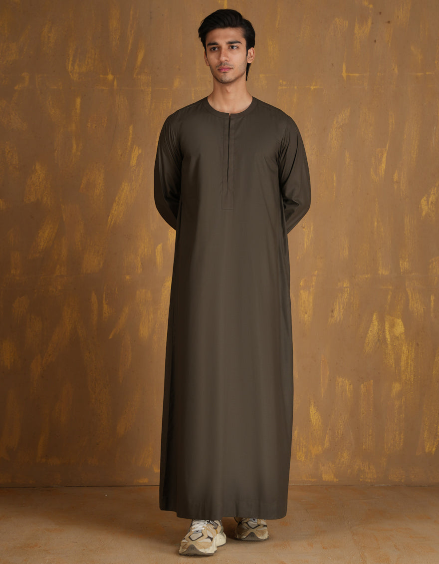 Blended Olive Jubba - J. Junaid Jamshed