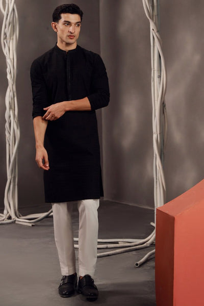 Cotton Black Kurta - J. Junaid Jamshed