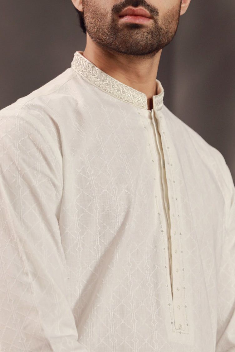 Cotton White Kurta - J. Junaid Jamshed