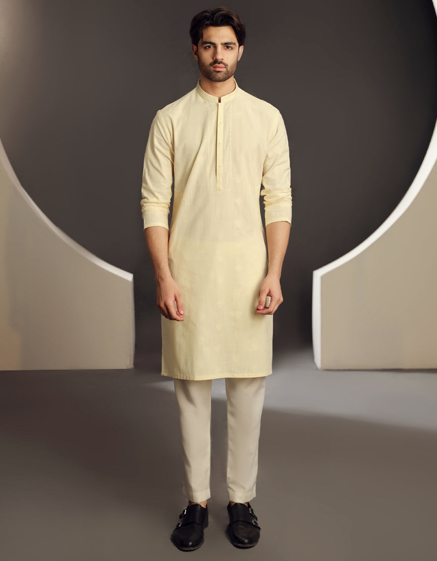 Cotton White Kurta - J. Junaid Jamshed