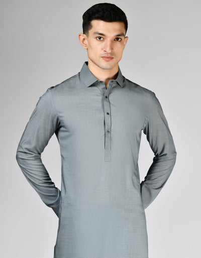 Blended Grey Kurta Trouser- J. Junaid Jamshed