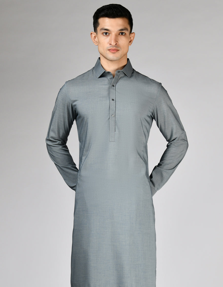 Blended Grey Kurta Trouser- J. Junaid Jamshed