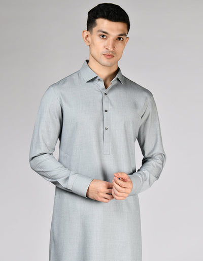 Blended Grey Shalwar Kameez - J. Junaid Jamshed