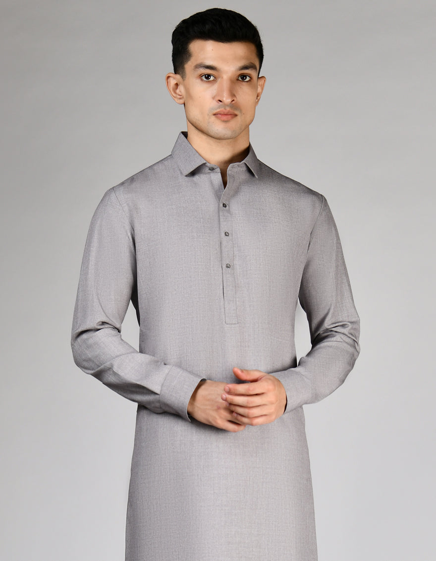 Blended Grey Shalwar Kameez - J. Junaid Jamshed